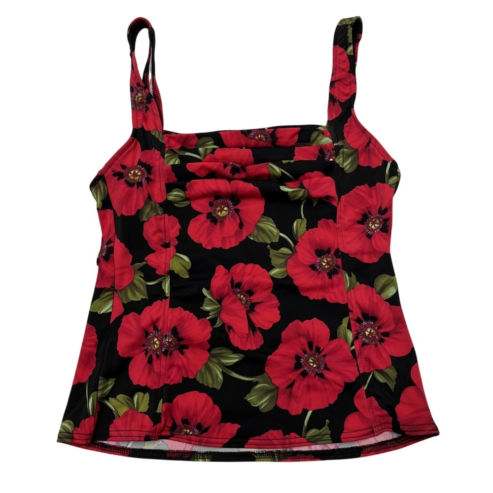 Vintage‎ Y2K Tank Top Womens M Dark Red Floral Fitted Fairy Whimsigoth Coquette